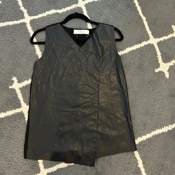 Zara Tops - Zara Faux Leather and Knit Tank
